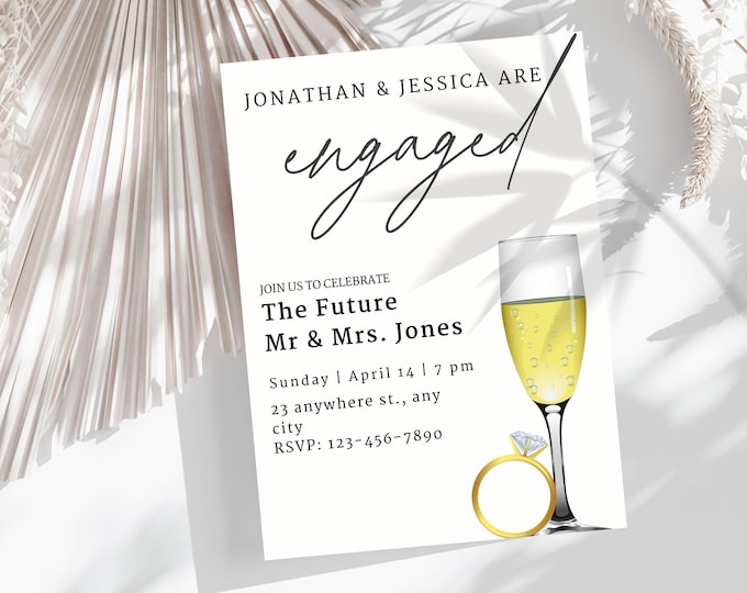 Elegant Engagement Editable Digital Card / Canva Editable Template / Digital Invitation Card / Canva Editable Card Design / Party Invite
