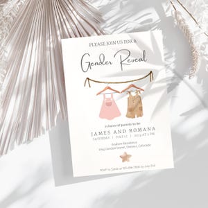 Aanpasbare gender-onthullingsuitnodiging/digitale download/bewerkbare babyshowerkaart/afdrukbare doucheuitnodiging/bewerkbare uitnodigingskaart