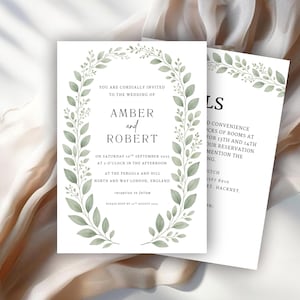 Invitación digital elegante y moderna para boda / Invitación editable en Canva / Tarjeta de boda imprimible DIY / Invitación de boda personalizable / Tarjeta de boda