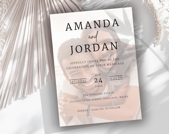 Elegant Minimalist Wedding Digital Invitation/ Canva Invitation/ DIY Printable Wedding Card / Customizable Wedding Invite / Instant Download
