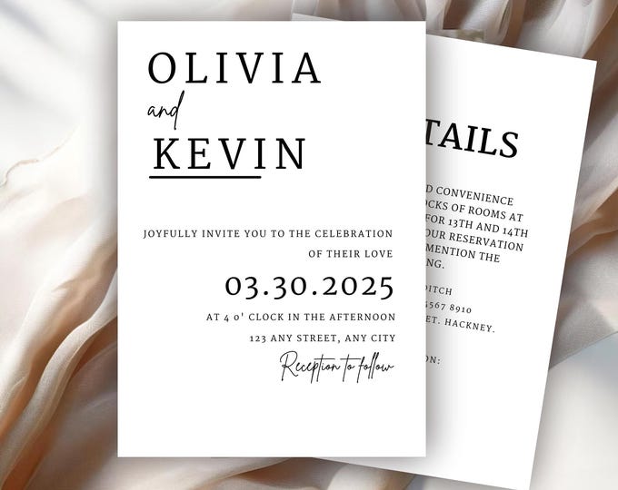 Chic Customizable Wedding Invites / Canva Editable Invitation Card / DIY Printable Wedding Card / Customizable Wedding Invite / Wedding Card