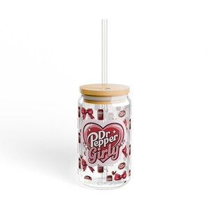 Dr Pepper Girly Sipper Glass Cup, 16oz - Cute Soda Pop Drinking Cup, Fun Beverage Holder, Novelty Gift for Girls, Women - Drinkware,