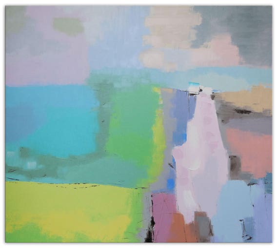 Peinture De Peinture De Chute Deau De Moulin à Eau Lillustration De Paysage Détendez La Peinture Colorée De Pré Dart De Mur Peignant Lart Intuitif