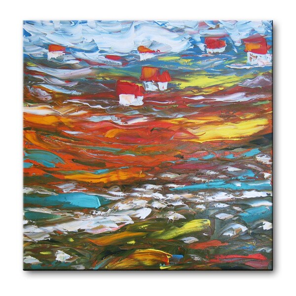 The Valley of the Silver River  -  FREE SHIPPING - Original Oil Painting - home wall decor ready to hang impasto square painted sides