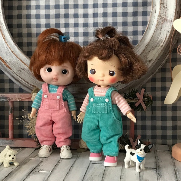 OB 11 doll Overalls and T-shirt set