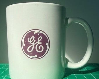 GE General Electric Logo Mug White Purple Coffee Cup Promotional Merchandise