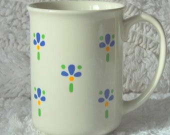 Scandinavian Mug Blue Green Floral Pattern Coffee Tea Cup Scanda