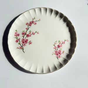 W.S. George Bolero Dinner Plate Pink Cherry Blossom Floral Gold Trim 10" Vintage