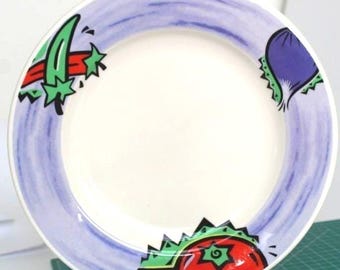 Syracuse China Vegetable Pattern Dinner Plate Ceramic Lavender 12" Made in USA
