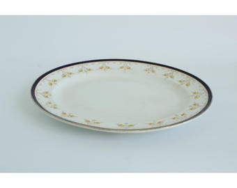 Burgess & Leigh Gem Oval Platter Ironstone Cobalt Blue Gold 17.5" Vintage