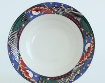 Furio Contemporary Casuals Pasta Bowl Geometric Celestial Ceramic Multi 8.25"