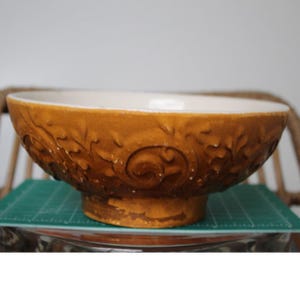Edith Heath Pottery  Embossed Scroll Footed Ceramic Serving Bowl 10 inch
