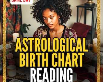 Lectura de la carta astral con información completa sobre el nacimiento, orientación psíquica, mensajes sobre el camino de vida y entrega el mismo día.