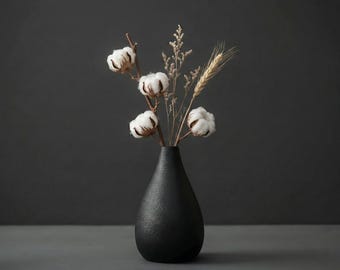 Kleine schwarze Keramikvase - japanisch inspiriertes Wohndekor