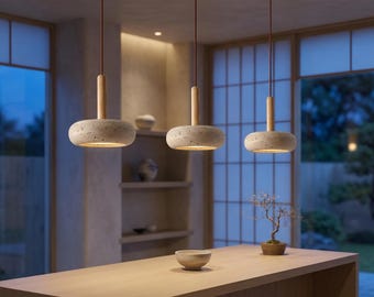 Wabi-Sabi Marmor Pendelleuchte - Minimalistische Japandi Hängelampe