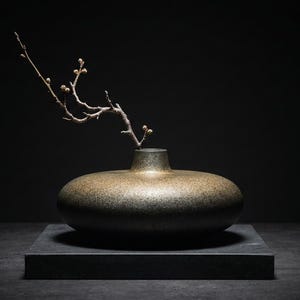 Handcrafted Wabi-Sabi Basalt Vase - Organic Stone Texture Ceramic