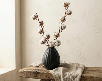 Schwarze Keramikvase - Minimalistische Japanische Keramikvase