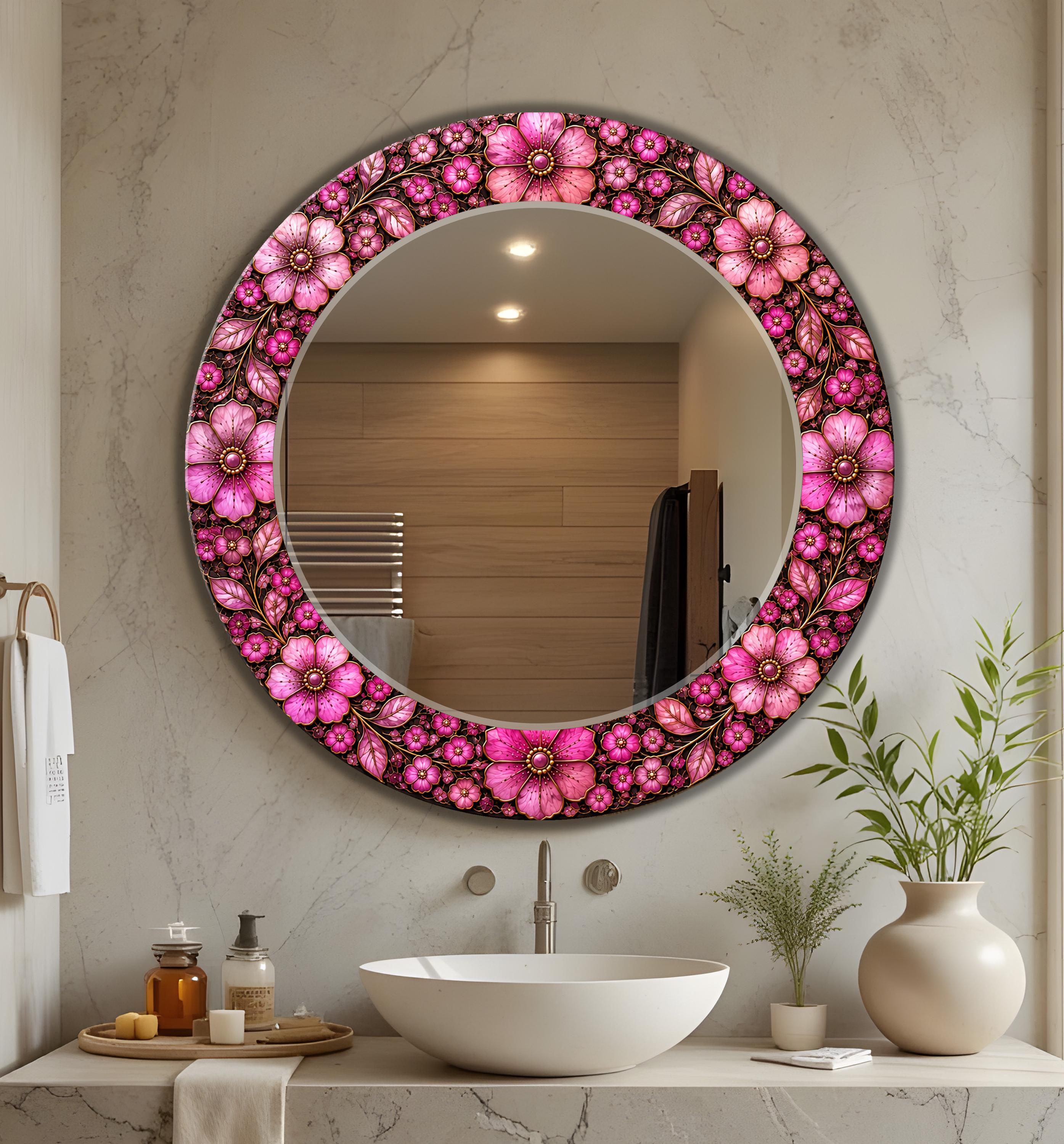 Antique Pink Round Mirror - Etsy