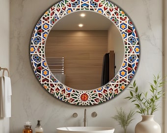 Wall Mirror Geometric Persian Pattern Wall Art with Mirror : Floral Abstract Art as Mirror | a good vibe gift