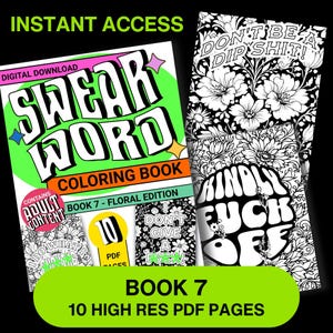 Libro da colorare con parolacce floreali - Libro 7 di 12 / Pagine da colorare divertenti per adulti / Download digitale