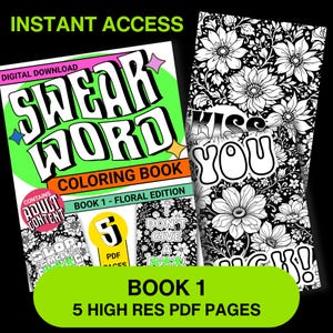 Floral Swear Word Coloring Book – Book 1 of 12 | Funny Adult Coloring Pages | Digital Download