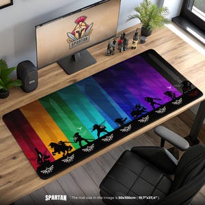 Alfombrilla de ratón Legend of Zelda: siluetas de Link arcoíris, alfombrilla de escritorio para juegos