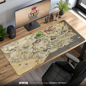 Zelda Hyrule Map Mauspad - Breath of the Wild Fantasy Schreibtischmatte, Kingdom Region Layout, Gaming Decor für Zelda Fans