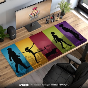 Cowboy Bebop Desk Mat - Retro Silhouette Character Design, Anime Mouse Pad, Jet Faye Ed Spike Gift, Anime Decor