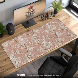Cherry Blossom Mouse Pad – Soft Sakura Floral Desk Mat in Blush Pink, Japanese Minimalist Decor, Aesthetic Gift for Her