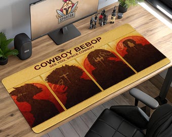 Cowboy Bebop Mouse Pad – Retro Anime Crew Silhouette Desk Mat, Space Cowboy Art, See You Space Cowboy Gaming Gift