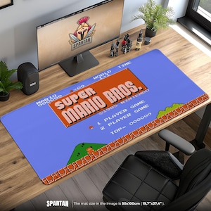 Super Mario Bros Retro Start Bildschirm Mauspad - Klassische NES Gaming Schreibtischmatte, Mario Dekor, Arcade Gamer Geschenk