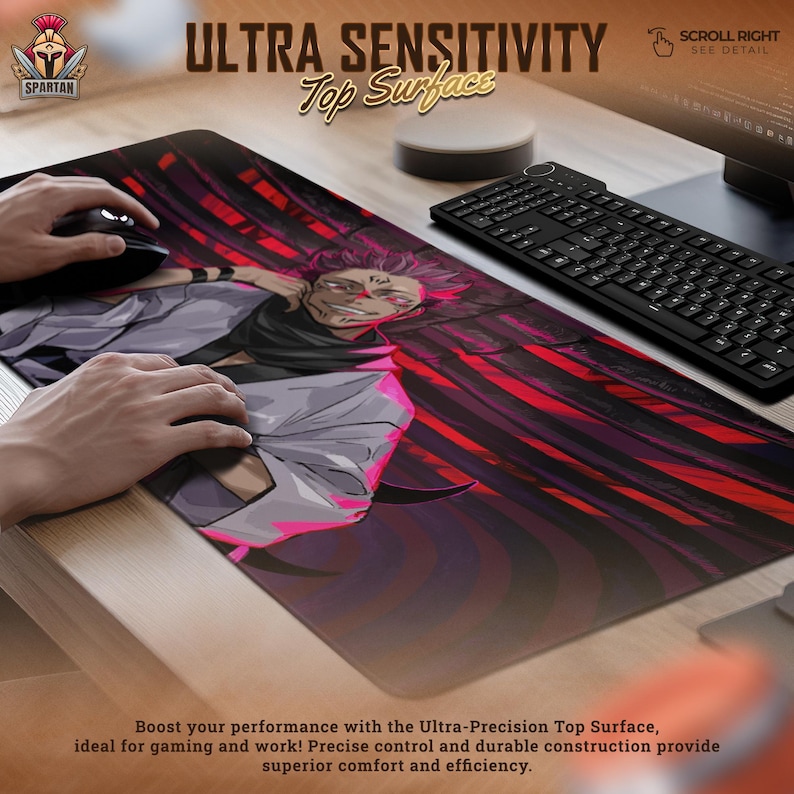 Jujutsu Kaisen Mouse Pad,(15.7 × 35.4 Inch) Non-Slip Mouse