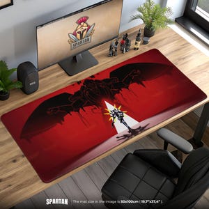 ULTRAKILL V1 Mouse Pad: Red Neon Boss Fight Gaming Desk Mat