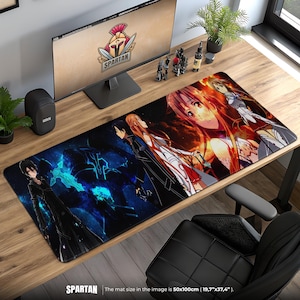 SAO Desk Mat - Kirito & Asuna Galaxy Scene, Sword Art Online Mouse Pad, Anime Gaming Setup, Otaku Gift, SAO Decor