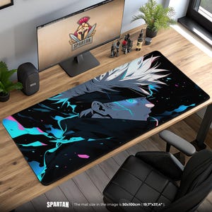 Gojo Satoru Mouse Pad – Jujutsu Kaisen Anime Art, Black and Neon Gaming Desk Mat, Cool Anime Gift for Otaku & Gamers