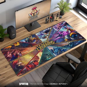 League of Legends Mouse Pad - LoL Gaming Desk Mat with Champions Art, Large Anime Mousepad Gift for Gamers & Streamers