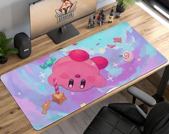 Kirby Candy Sky Mouse Pad – Cute Floating Kirby Gaming Desk Mat, Star Dreamland Decor, Kawaii Nintendo Gift