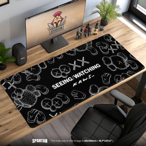 KAWS Seeing Watching Mouse Pad - Urban Art Desk Mat, Monochrome XX Companion Design, Designer Toy Gamer Gift