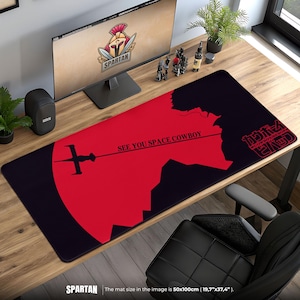 Cowboy Bebop Anime Mouse Pad - See You Space Cowboy Desk Mat, Spike Spiegel Red Sun Art, Retro Sci-Fi Otaku Gift
