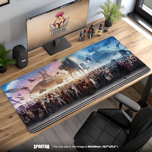 Star Wars Galaxy Mouse Pad – Iconic Characters & Ships Collage, Sci-Fi Gaming Desk Mat, Jedi Decor, Nerd Gift