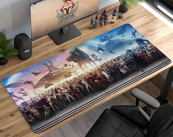 Star Wars Galaxy Mouse Pad – Iconic Characters & Ships Collage, Sci-Fi Gaming Desk Mat, Jedi Decor, Nerd Gift