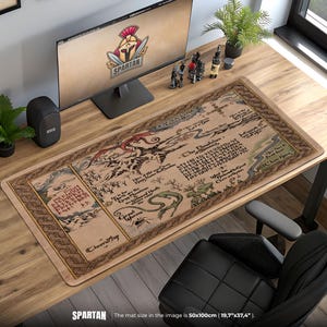 Thror's Map Mauspad - Hobbit-inspirierte Fantasy Schreibtischmatte, Lonely Mountain Gaming Pad, Tolkien Decor, D&D Geschenkidee