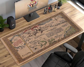 Thror’s Map Mouse Pad – Hobbit-Inspired Fantasy Desk Mat, Lonely Mountain Gaming Pad, Tolkien Decor, DnD Gift Idea