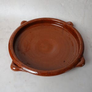 Vintage Terracotta Cazuela Dish, Spanish Pottery Serving Plate, Rustic Glazed Tapas Bowl, Mediterranean Kitchen Decor