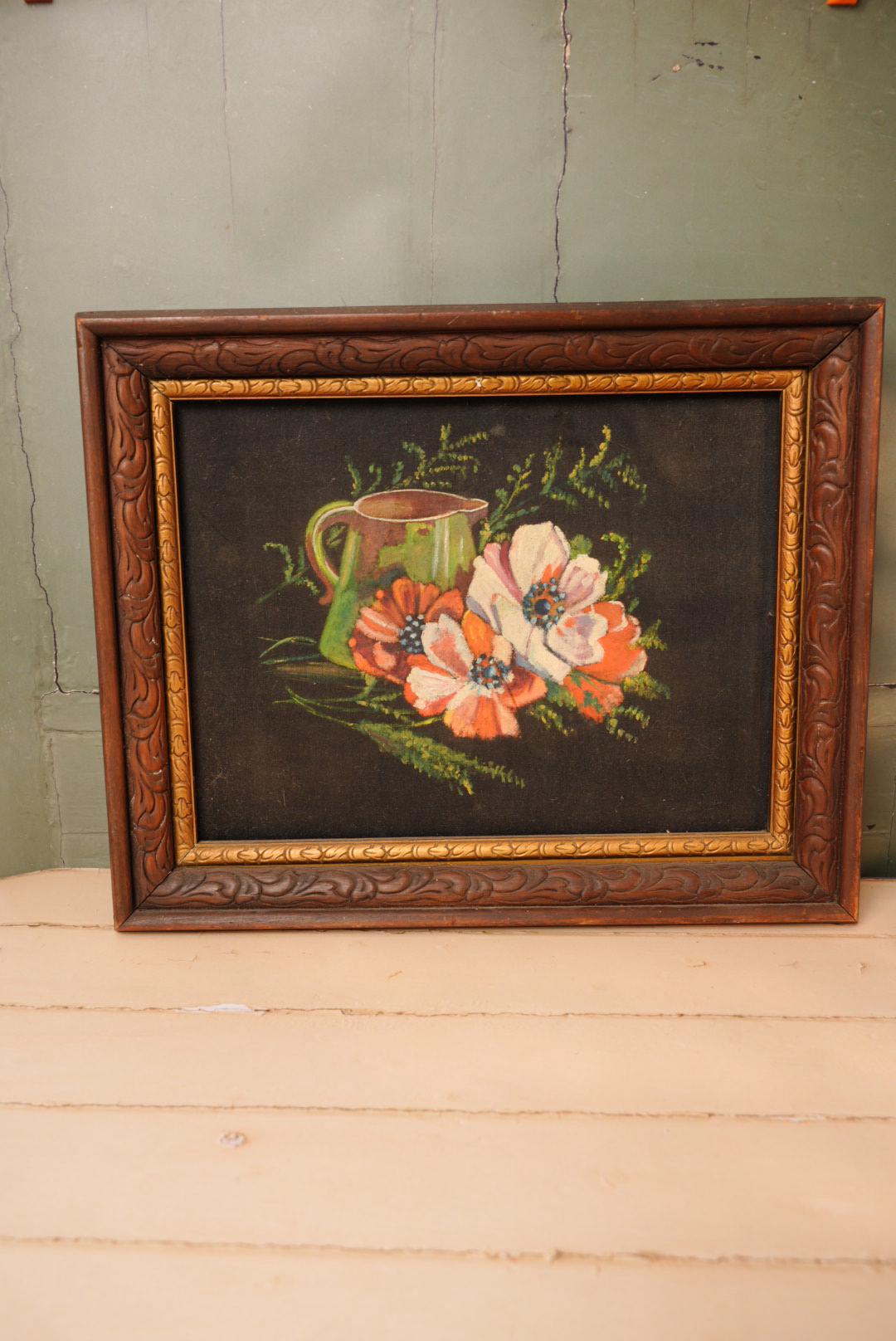 Vintage Floral Still Life Oil Painting | Framed Poppy Flower Wall Art ...