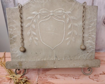 Vintage Style Metall Kochbuchständer | Shabby Chic Küche Rezeptbuch Halter | Rustikale französische Country Display Staffelei mit Kettengewichten