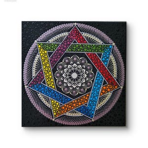 Handgeschilderd geometrisch acryl schilderij op canvas – uniek stuk (30 x 30 cm)