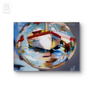 Riflesso astratto di barca – Distorsione artistica a colori, pastello su carta opaca pastello, senza cornice