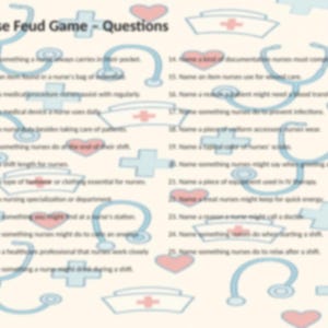 Printable Nurse Feud Game | Family Feud Nursing Edition | Fun Team Building Trivia for Nurse Parties