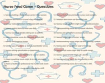Imprimable querelle d'infirmières Jeu | Édition familiale pour soins infirmiers | Des anecdotes amusantes sur la consolidation d'équipe pour les fêtes d'infirmières